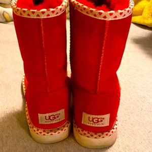 Red and White UGG boots.  Girls / women size 5